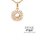 14 karat yellow gold cushion shaped halo diamond semi mount pendant.