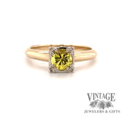 14 karat two tone gold Golden sapphire ring 