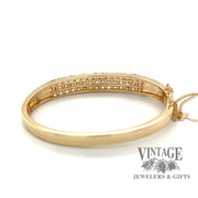 Bar set 14 karat yellow gold diamond bangle bracelet, rear view