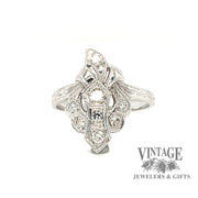 Vintage 14 karat white gold diamond ring