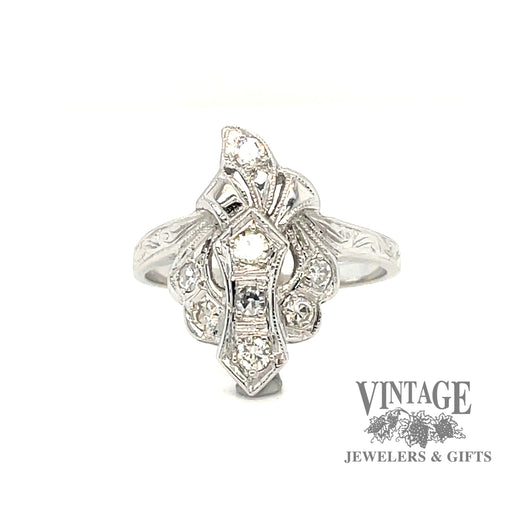Vintage 14 karat white gold diamond ring