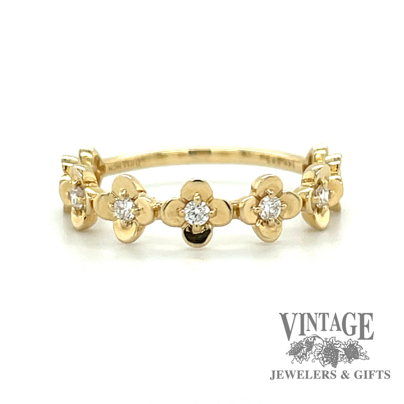 Flower petal 14ky gold diamond ring