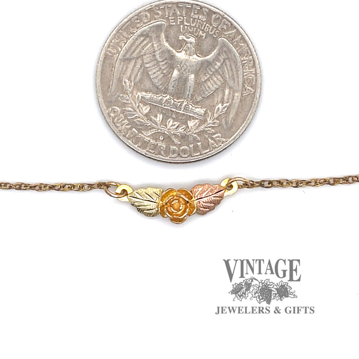 Black Hills Gold Rose and leaf necklace