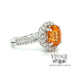 18 karat white gold 3.56 carat mandarin garnet and diamond ring, angled