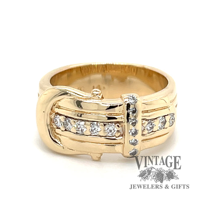Buckle 14ky gold and diamond ring