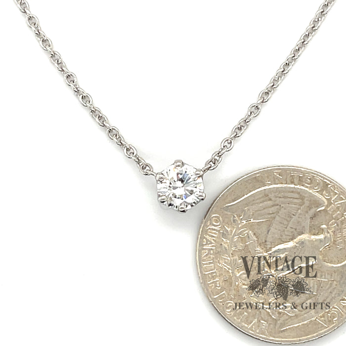 1.0 carat natural diamond platinum solitaire necklace