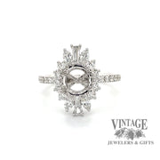 14 karat white gold Diamond halo ring mounting for 1 ct center