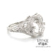 14 karat white gold Edwardian inspired filigree 9x7 mm solitaire ring mounting, angled view