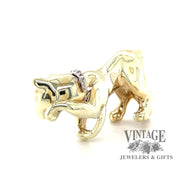 14 karat yellow gold and diamond panther slide necklace