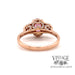 18 karat rose gold natural pink sapphire and diamond ring , back/gallery view