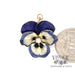 18 karat yellow gold antique enameled pansy and diamond pin/pendant, shown with quarter for size reference