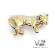 14 karat yellow gold and diamond panther slide necklace