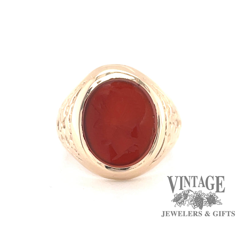 Roman centurion sardonyx intaglio 9k gold vintage ring
