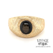 14 karat yellow gold Black star sapphire florentine ring