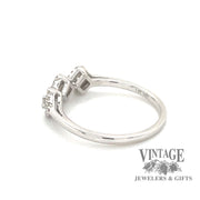 14 karat white gold diamond 3-square halo band, side view