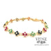 14 karat yellow gold Ruby, emerald and sapphire floral cluster link bracelet