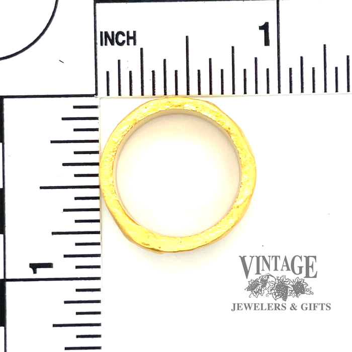 24 karat gold hand forged rustic 7mm ring