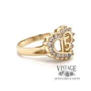 Quinceanera CZ 14ky gold ring angle