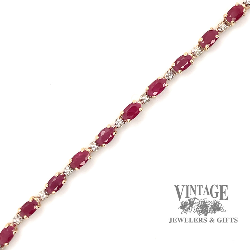 7ctw Ruby and diamond 14ky bracelet