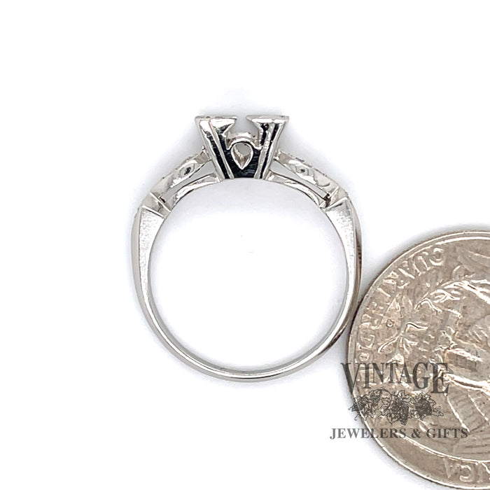 Antique platinum illusion head ring for 7.5 mm round stone