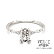 14 karat white gold oval 7 X 5 mm ring mounting