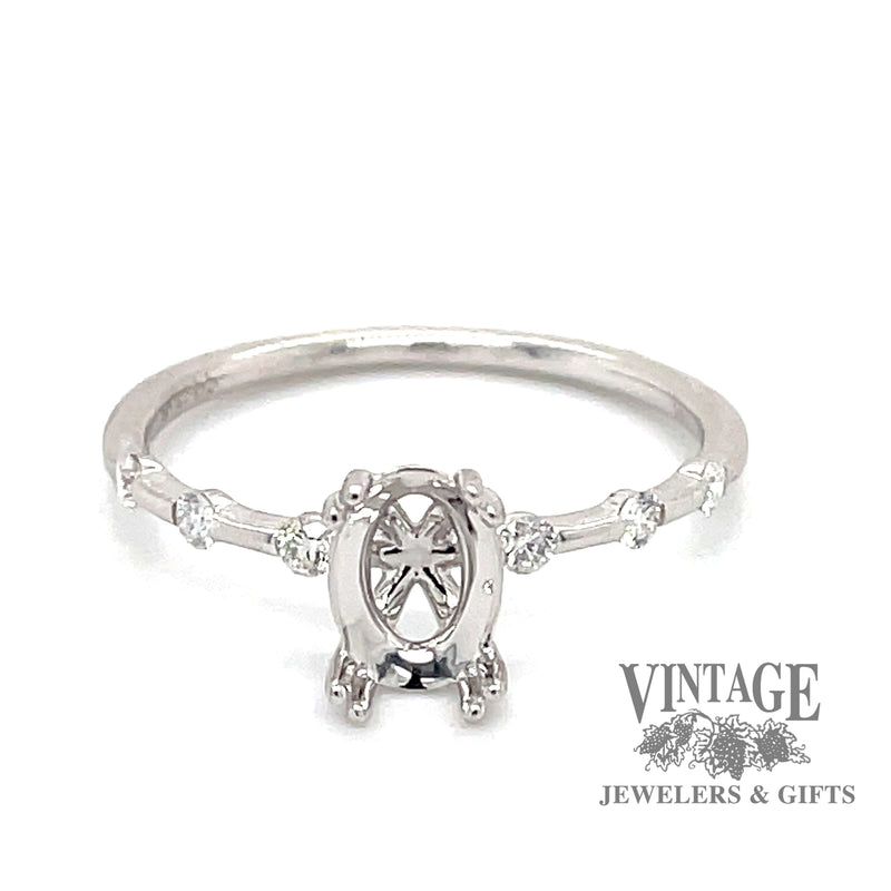 14 karat white gold oval 7 X 5 mm ring mounting