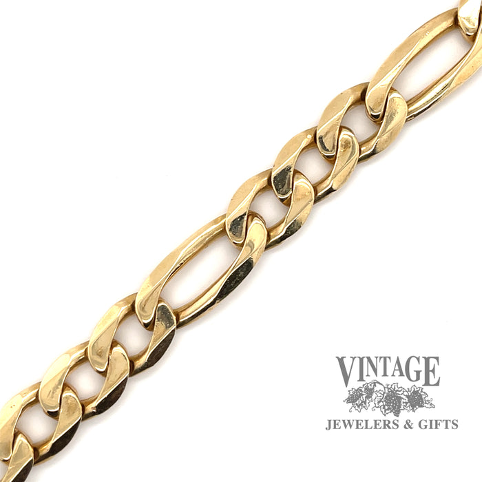 Heavy figaro link 14y solid gold chain bracelet