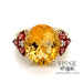 10 karat yellow gold estate oval golden citrine ring with pear shape madeira citrine accents