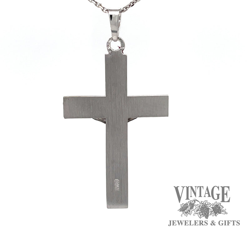 14 karat white gold crucifix, rear view