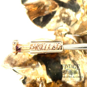 Buccellati 18 karat yellow gold bird in leaves pendant or pin, signature