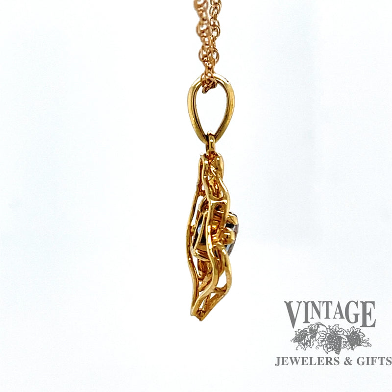 Sapphire 14ky gold pendant side