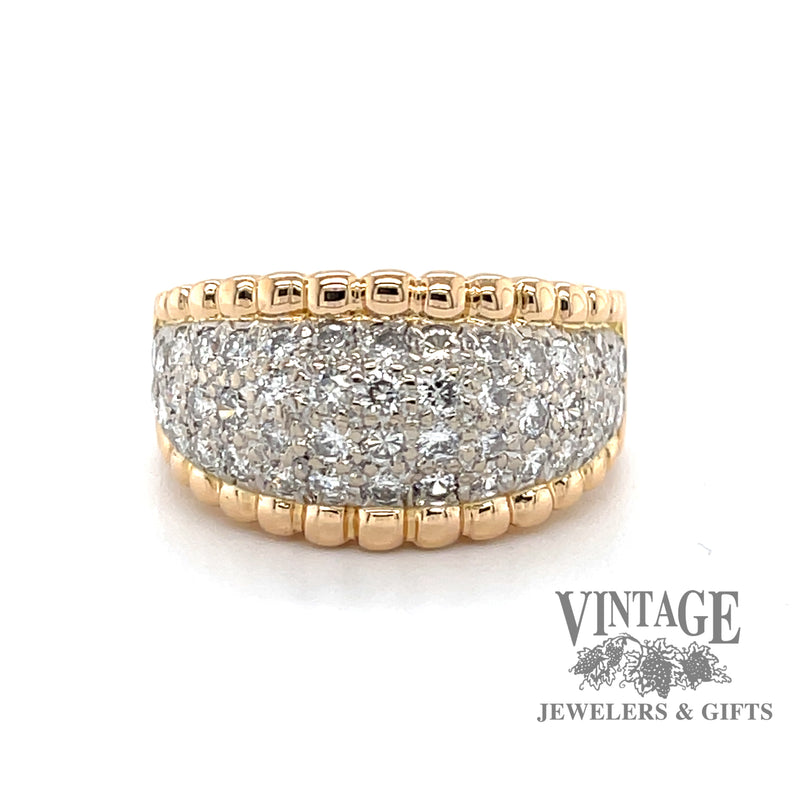 18k gold two tone pave diamond band