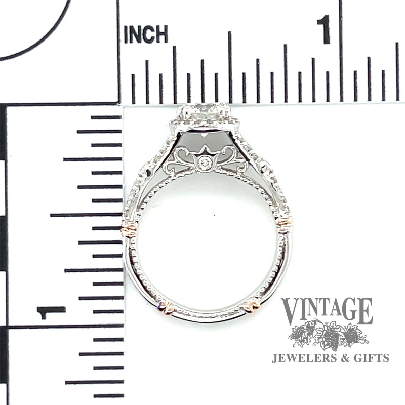 14kw and rose gold designer diamond ring by Verragio scale