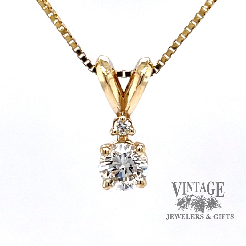 .35 CTW two stone 14ky gold diamond pendant