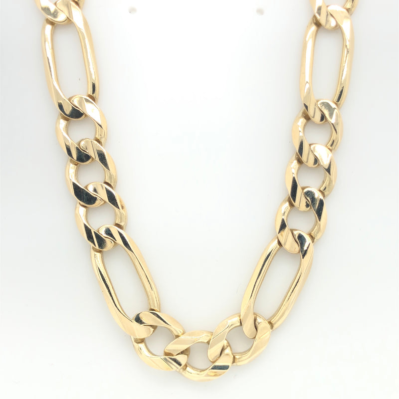 14k yellow gold heavy 24.5" figaro neck chain.