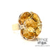 14 karat yellow gold oval golden citrine belcher style ring, angled view