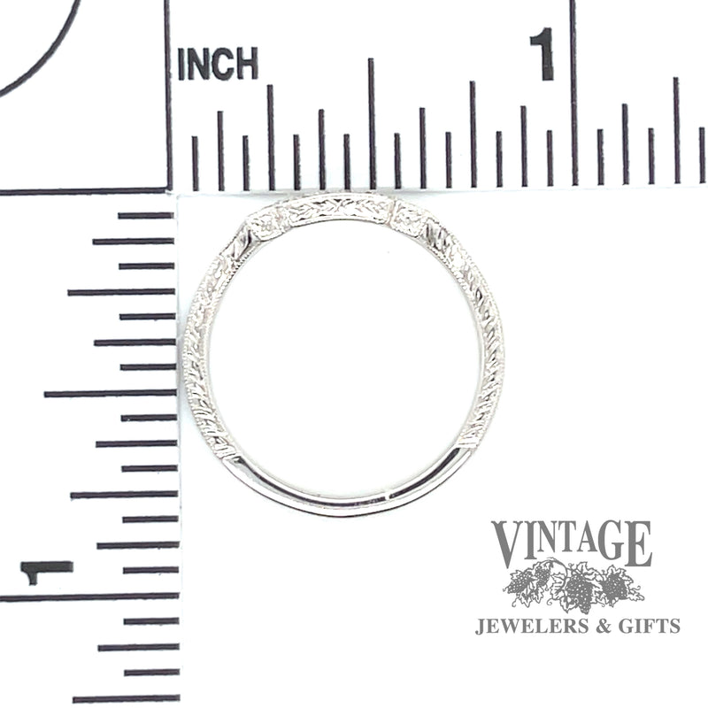 Diamond hand engraved 14kw gold wedding band scale