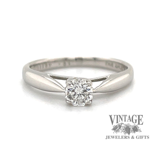 Platinum .31 carat octagonal diamond solitaire ring, top