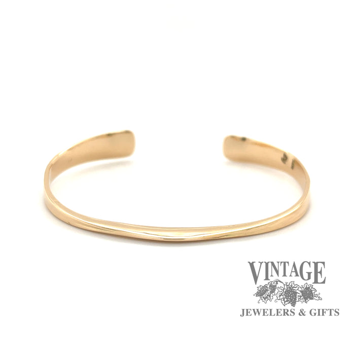 14 karat yellow gold forged Anticlastic cuff bangle bracelet
