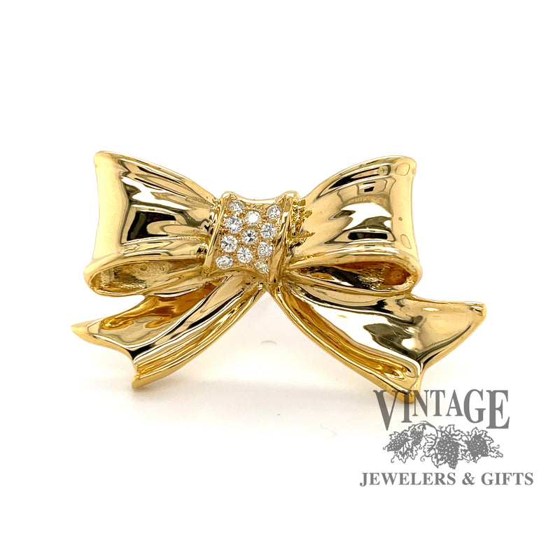 Herbert Rosenthal 18ky gold and diamond bow pin.