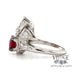Platinum vintage Art Deco Natural ruby and diamond ring, side view