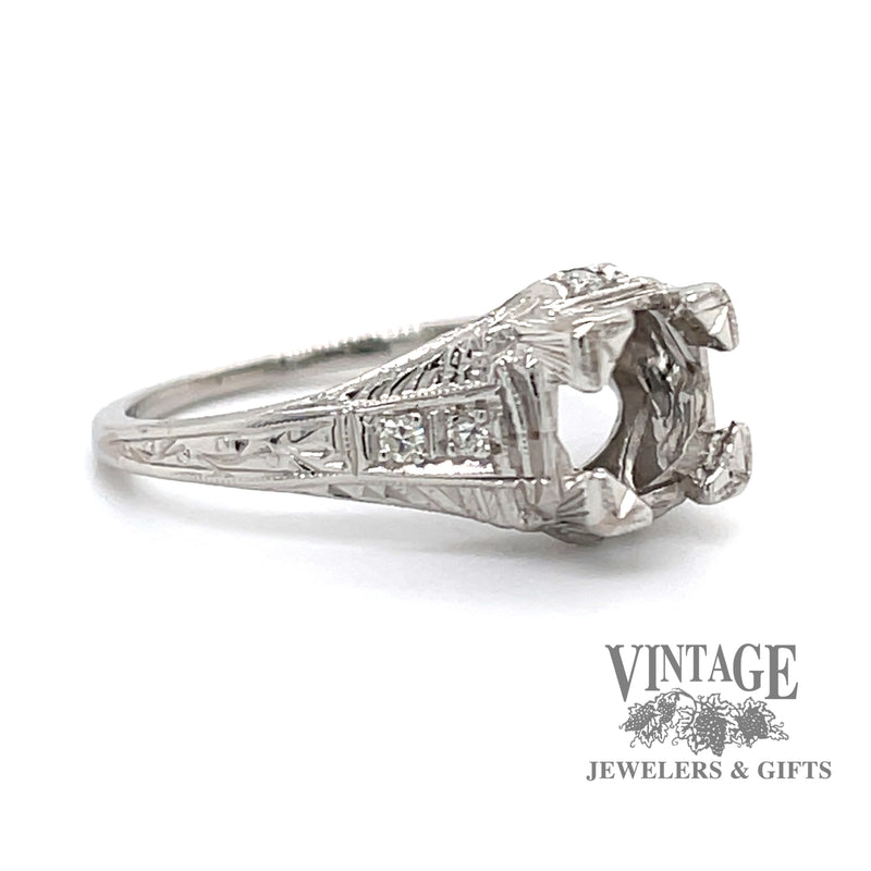 Platinum filigree mounting for 1 carat round stone