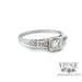 14 karat white gold vintage estate diamond engagement ring, oblique view