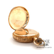 Antique Elgin 14ky gold hand engraved pocket watch