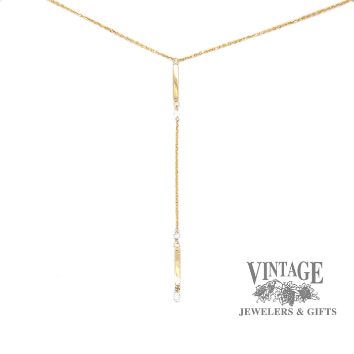 Suspended diamond 14ky Gold “Y” necklace