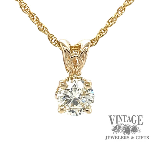 14k yellow gold .71 carat round brilliant diamond pendant