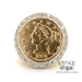 U.S. half eagle Liberty gold coin and diamond 14k ring