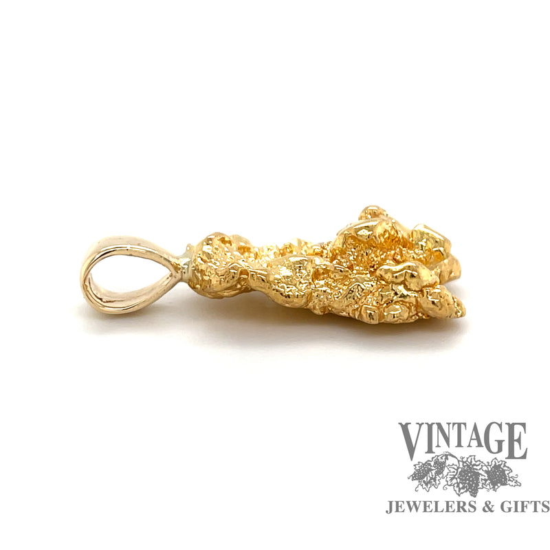 Cast nugget 22ky gold and diamond pendant  side