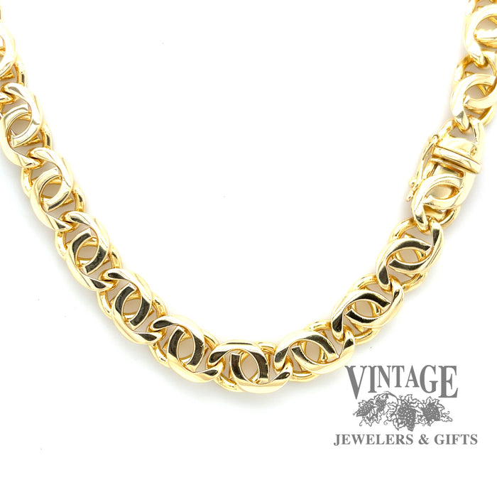 19” interlocked curb link 18ky solid gold 8 mm chain