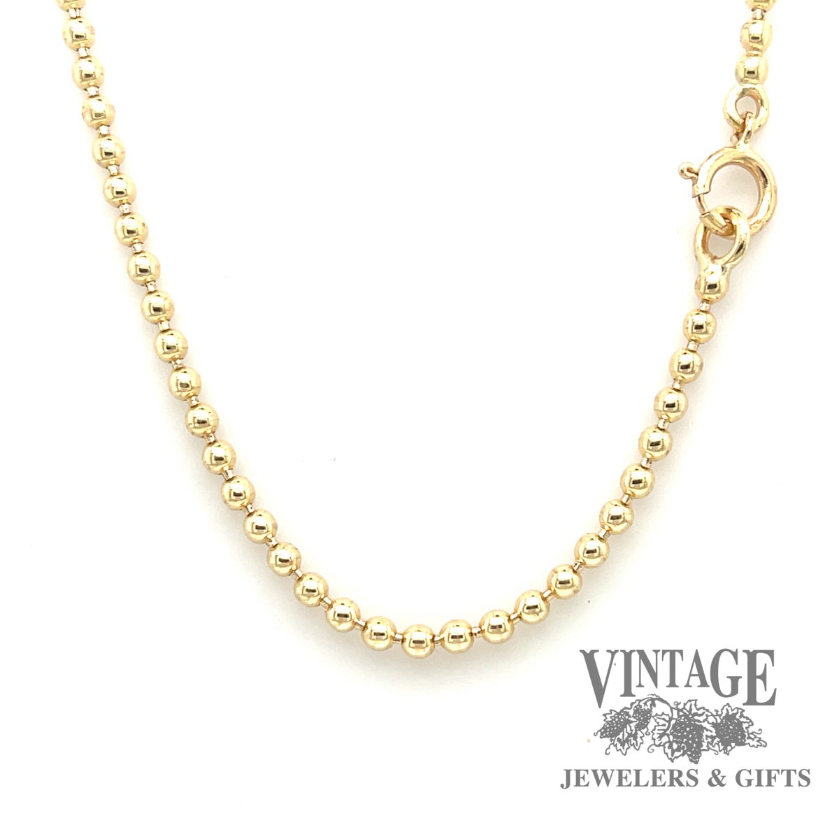 14k Bead Chain 16 Inch - Unique Gold & Diamonds